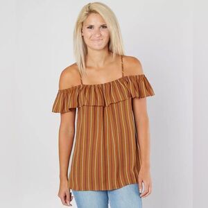 Daytrip Striped Cold Shoulder Top E5*